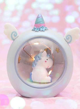 可爱独角兽星星灯卧室氛围感桌面小夜灯摆件ins风装饰礼品