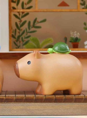 创意礼品卡皮巴拉盲盒潮玩可爱树脂动物工艺品摆件学生礼物