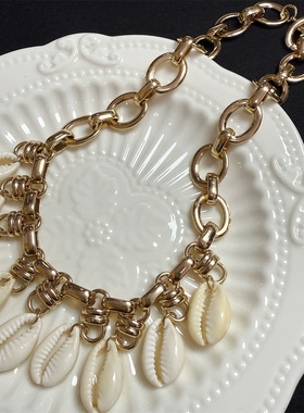 复古夸张度假风贝壳耳环项链