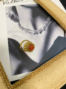 女复古巴洛克宝石开口戒指包邮