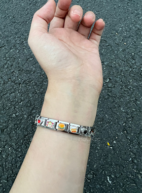 HK麦当劳四福模块手链童趣怀旧滴釉单颗DIY友谊情侣女生日礼物