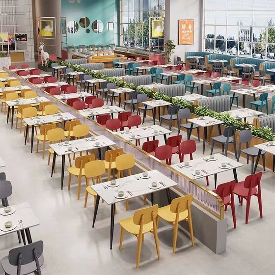 School employee company canteen slate table and chair combination