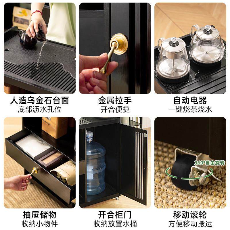 移动茶桌小茶台烧水壶一体家用茶水柜实木阳台茶几煮泡茶简约轻奢,淘宝优惠券,粉丝福利购,淘宝优惠卷