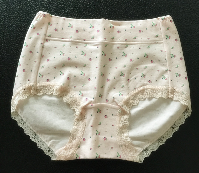 日本原单内裤女纯棉少女中腰透气无痕底裤全棉蕾丝碎花女士三角裤 - 图3