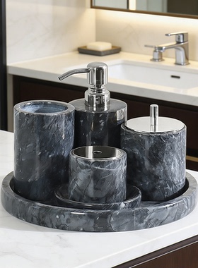 天然大理石卫浴五件套摆件