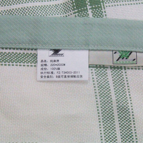 绿洲汉麻席子枕巾三件套吸湿透气简约格子床上用品可机洗 - 图1