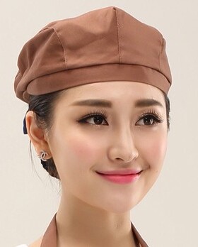 厨师帽子厨房男黑色透气贝雷帽火锅酒店餐厅服务员女工作帽定制印