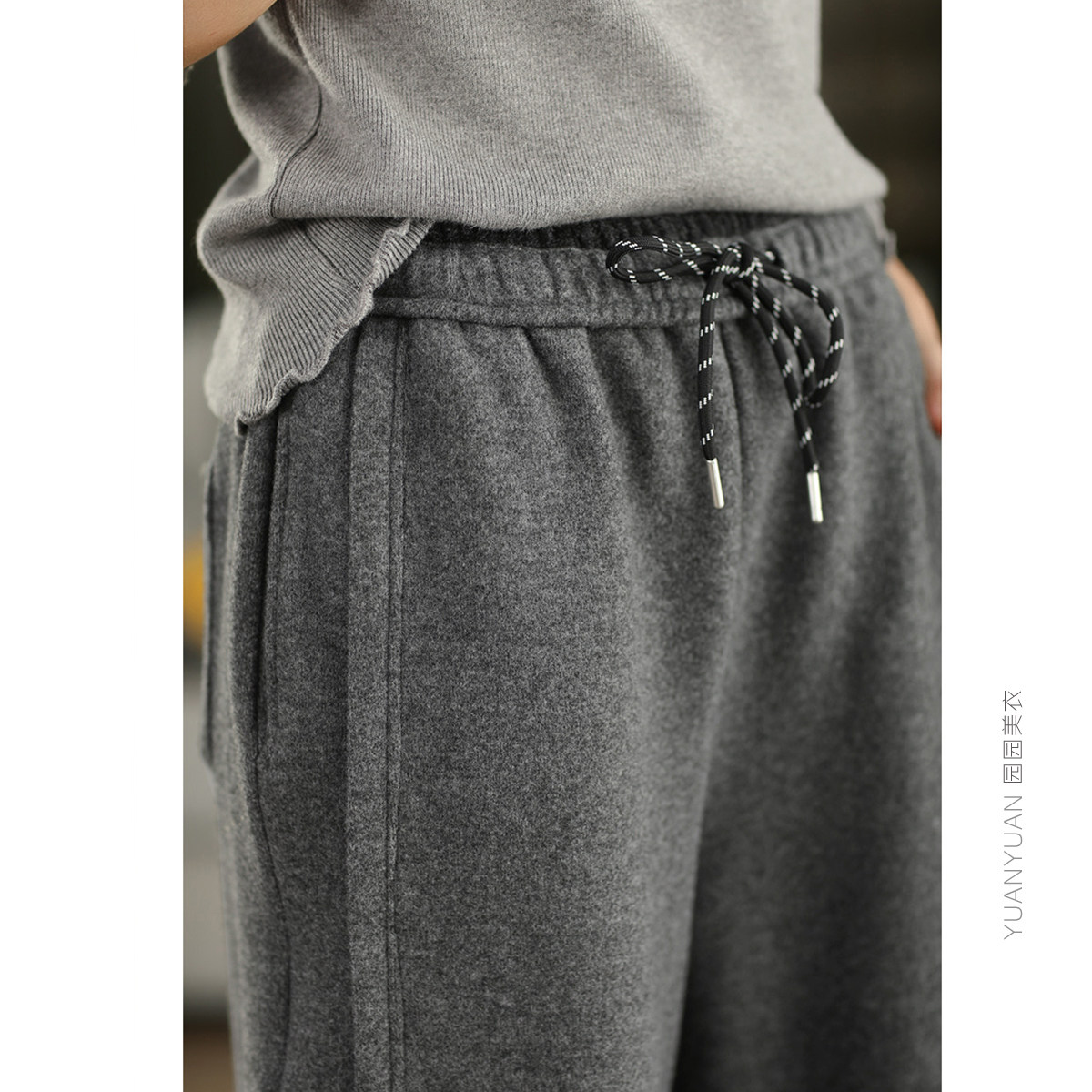 园园美衣复古冬季羊毛加厚休闲裤女时尚毛呢加绒弯刀裤显瘦长裤,淘宝优惠券,粉丝福利购,淘宝优惠卷