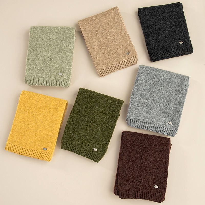 园园美衣冬季复古羊毛针织围巾女时尚百搭软糯纯色保暖围脖饰品 - 图0