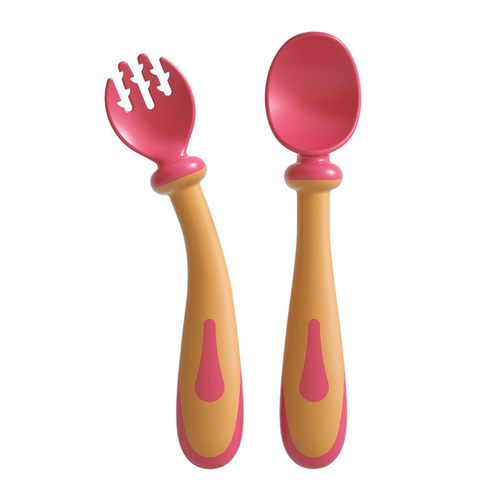升级版可弯曲婴儿扭扭勺子宝宝喂养儿童练习勺叉带收纳盒辅食餐具 - 图3