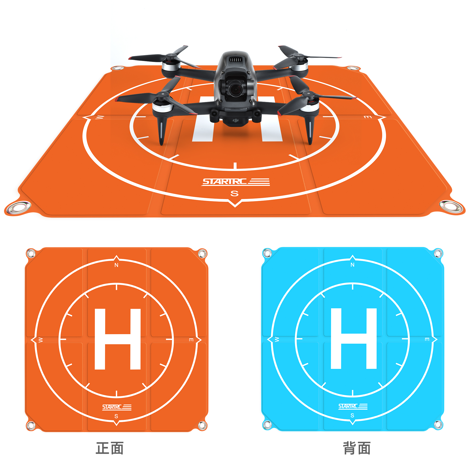 通用大疆FPV御3/Mini2/se/Air3/2s迷你3方形折叠停机坪无人机脚垫-图2