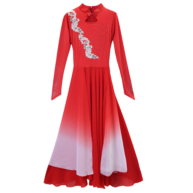 广场舞服装五星红旗同款古典舞练功服女雪纺大摆裙万疆舞蹈演出服,淘宝优惠券,粉丝福利购,淘宝优惠卷