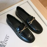 Лоферы из мягкой кожи в английском стиле, черные осенние универсальные туфли на плоской подошве, в британском стиле, подходят для весны и осени, нескользящая подошва, легко надевать