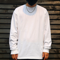 250g HEAVY POUND PURE COTTON T-SHIRT MALE LONG SLEEVE PURE COLOR INNER LAP Compassionate Loose Blouse Men White Undershirt Tide INS