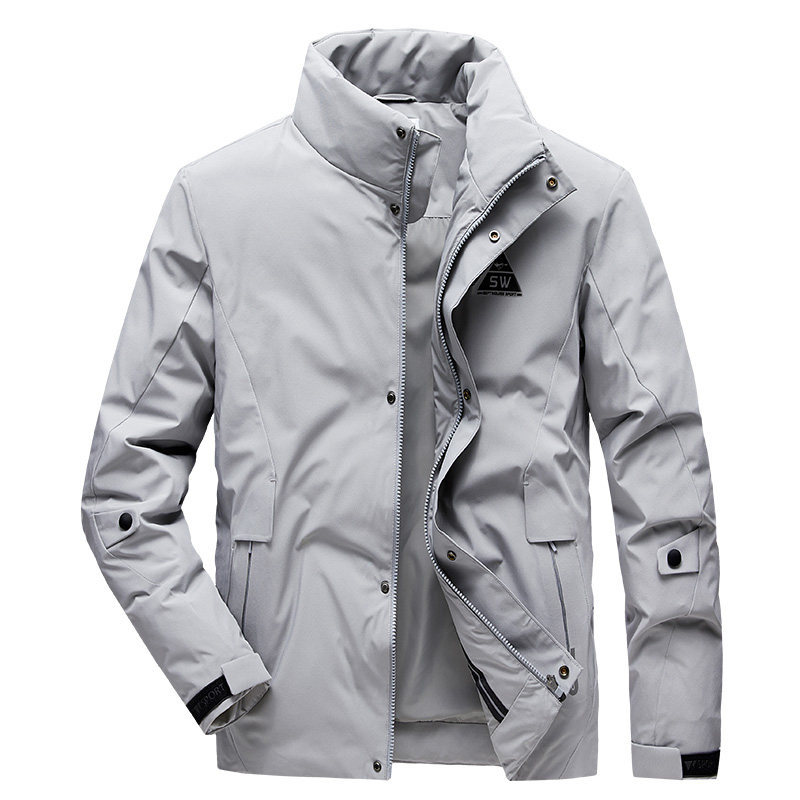 七匹狼男士羽绒服冬装短款立领男士外套户外黑色加厚防寒保暖上衣