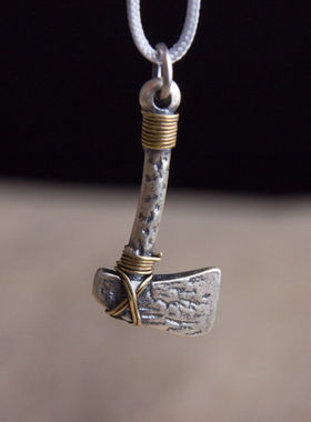藏银斧头吊坠时尚文玩配件小斧头项坠小挂件福到好寓意吊坠银配饰