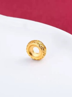 925纯银镀金唐草纹卡环卡扣古法金色隔片烤漆黑金文玩配饰配件108