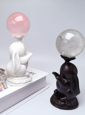 佛手莲花树脂水晶球底座