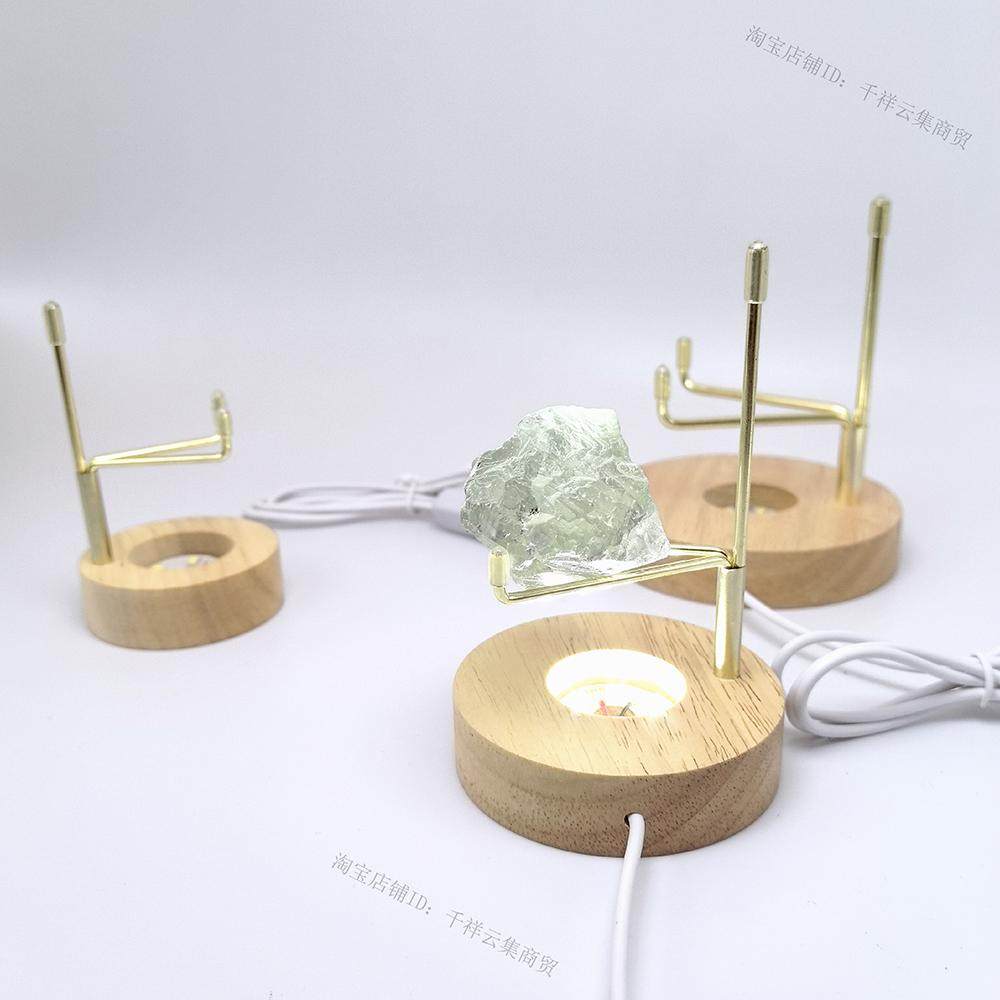 爱心水晶球底座支架矿标原石随形万能支架LED灯座实木USB接口,淘宝优惠券,粉丝福利购,淘宝优惠卷