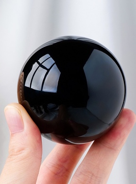 黑曜石水晶球摆件黑色玻璃大号原石打磨客厅办公室玄关工艺品装饰