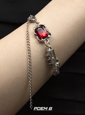 POEM8白金盘结男女红宝石银饰