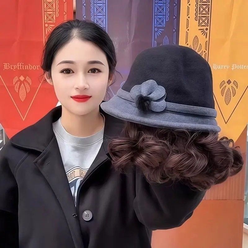假发一体帽子女秋冬洋气渔夫帽短卷发全头套时尚妈妈款帽子假发,淘宝优惠券,粉丝福利购,淘宝优惠卷