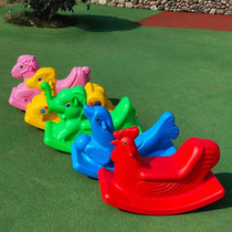 Children Trojan horse rocking horse baby rocking chair Thickened Monochrome indoor plastic kindergarten 2-6-year-old toy