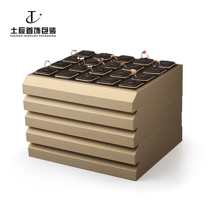 香槟棕pu皮戒指项链手镯饰品收纳看货盘玉器珠宝道具展示托盘 - 图1