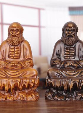 实木雕达摩佛像摆件供奉家居客厅禅意沉思达摩祖师镇宅工艺品装饰