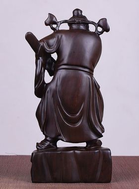 黑檀实木雕刻天师福神钟馗像花梨摆件家居客厅招财镇宅风水工艺品