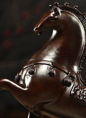 实木雕刻马摆件生肖木头马红木工艺礼品家居客厅办公桌装饰品摆设