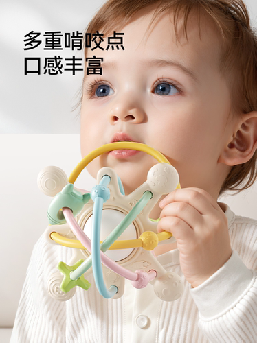 英氏新生儿牙胶礼盒装小月龄安抚奶嘴幼儿曼哈顿手抓球水果乐套装 - 图3