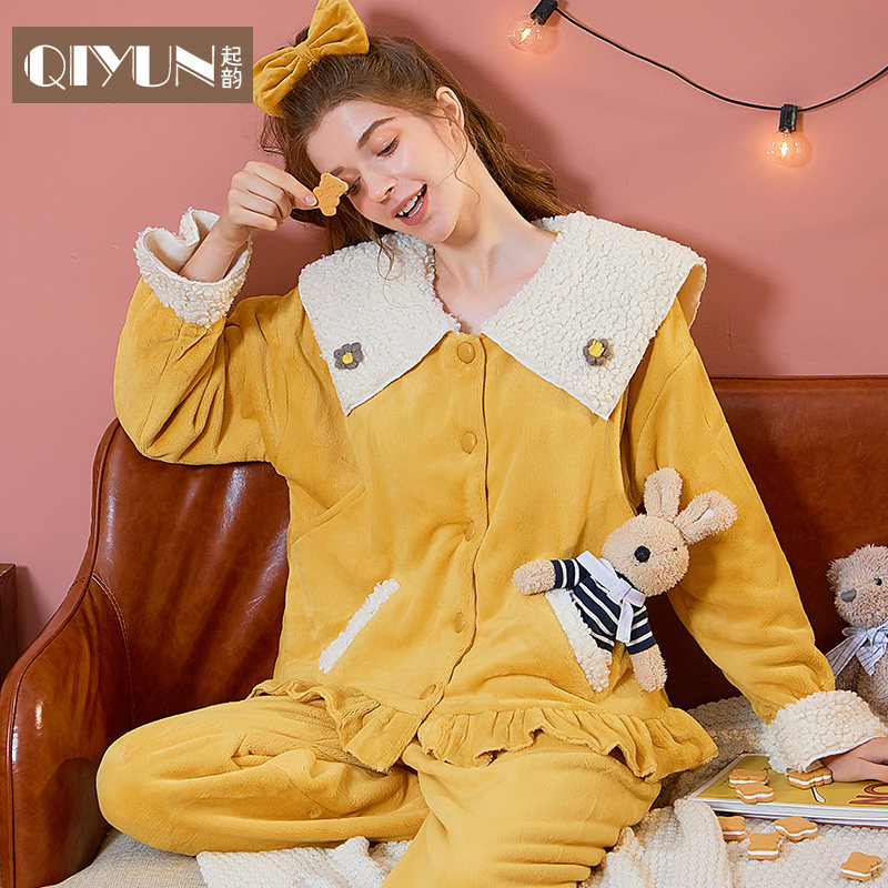 孕妇冬天孕晚期秋冬季月子服可睡衣 起韵家居服套装