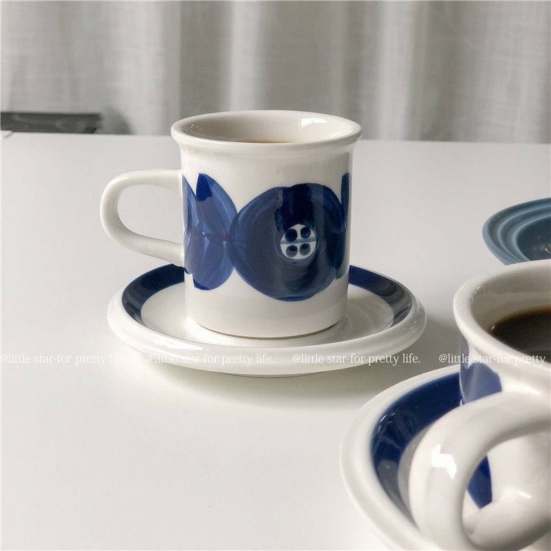 芬兰中古陶瓷杯 手绘咖啡杯牛奶杯 复古早餐杯下午茶杯碟170ml,淘宝优惠券,粉丝福利购,淘宝优惠卷