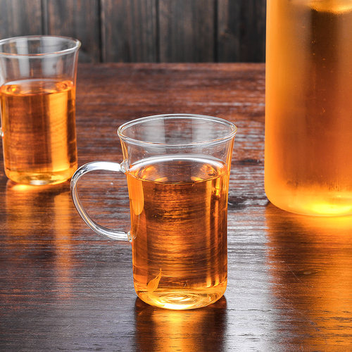 高硼硅耐热玻璃茶壶 家用透明带把绿茶杯 简约牛奶果汁咖啡杯子 - 图0