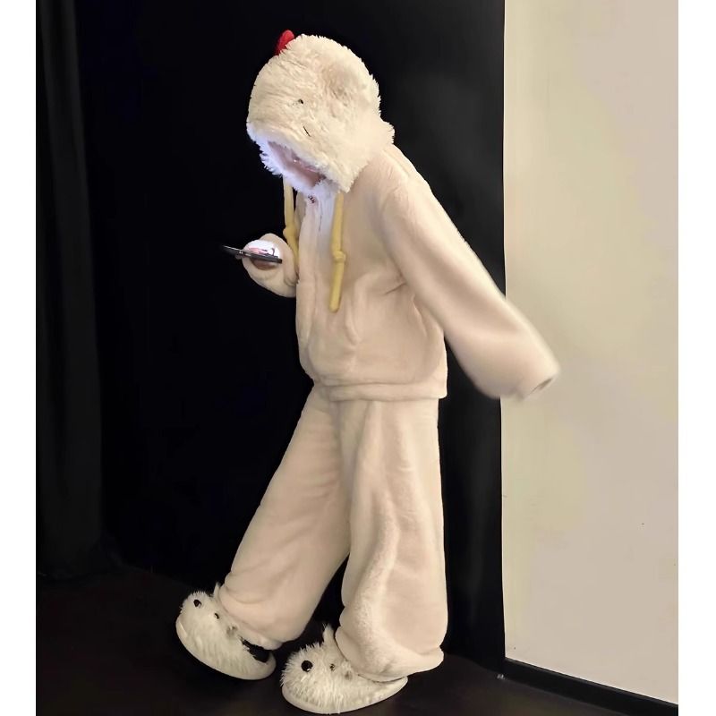 150cm小个子连帽珊瑚绒睡袍小款加绒加厚保暖睡衣家居服套装xxs码 - 图2