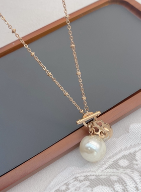 珍珠镀金十字链女精致毛衣链项链