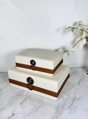 现代简约轻奢皮革首饰收纳盒