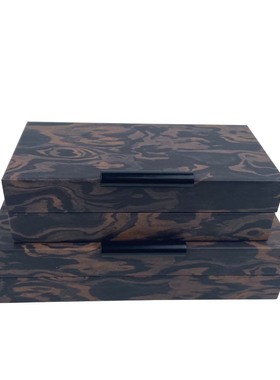 现代简约手工黑皮革包边装饰品