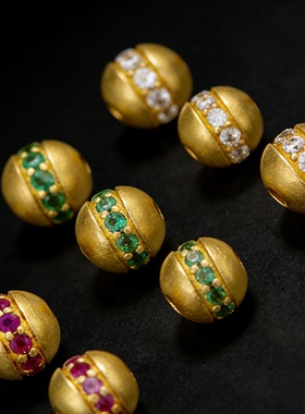 足金莫桑钻镶嵌纯金转运珠手链
