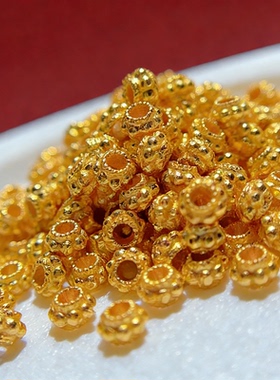 黄金梅花隔片车轮珠纯金隔珠垫片足金999手链编绳手串配件定位珠
