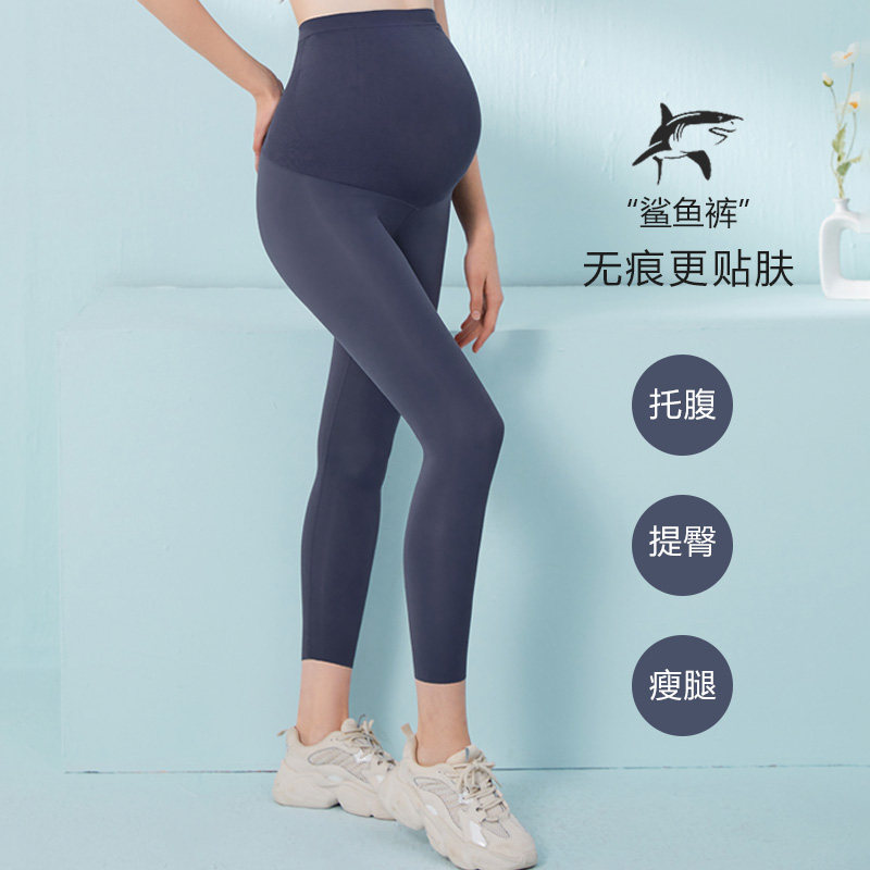 孕妇鲨鱼托腹运动秋冬芭比打底裤 港模孕妇打底裤