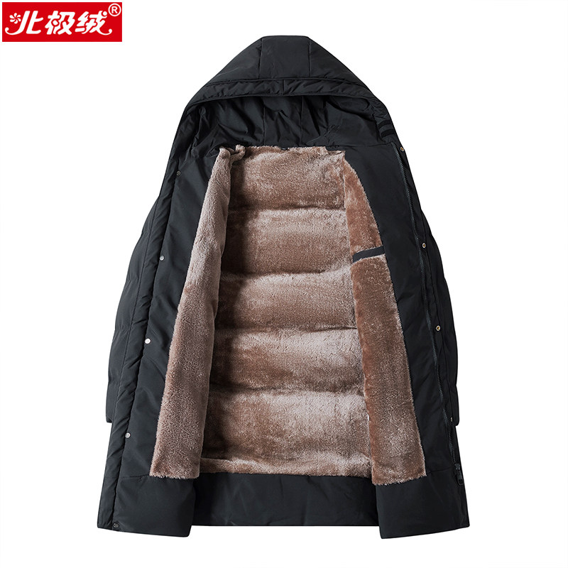 北极绒男士长款连帽秋冬加绒棉服 北极绒飞驰车棉衣