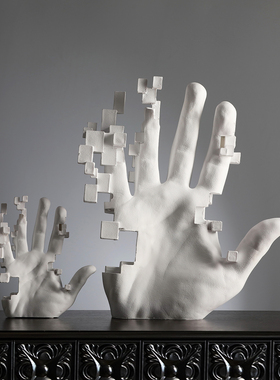 现代抽象积木手摆件样板房客厅电视柜玄关高级感简约创意装饰品