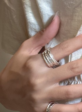 S925纯银韩版质感博主款光面戒指韩系时尚复古风简约指环