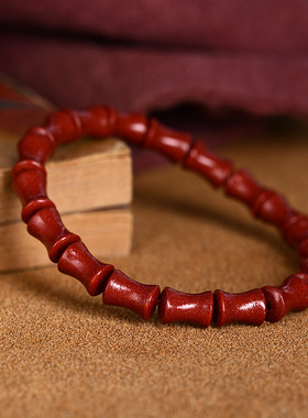正品原矿朱砂上岸竹节手链本命年