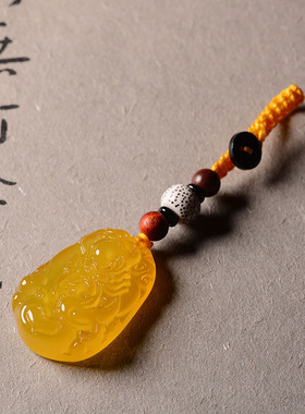 黄玉髓汽车钥匙扣手工编织护身符