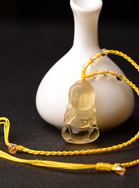 弥勒佛本命年儿童天然黄水晶