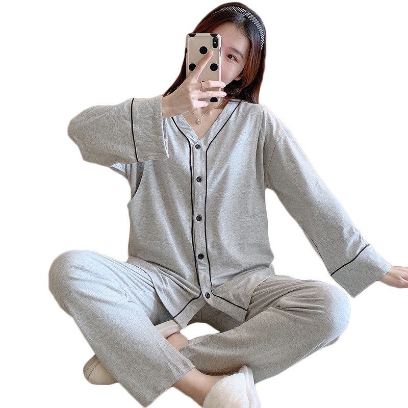 月子服纯棉产后秋冬季10月份11睡衣 蓝莜娜家居服套装