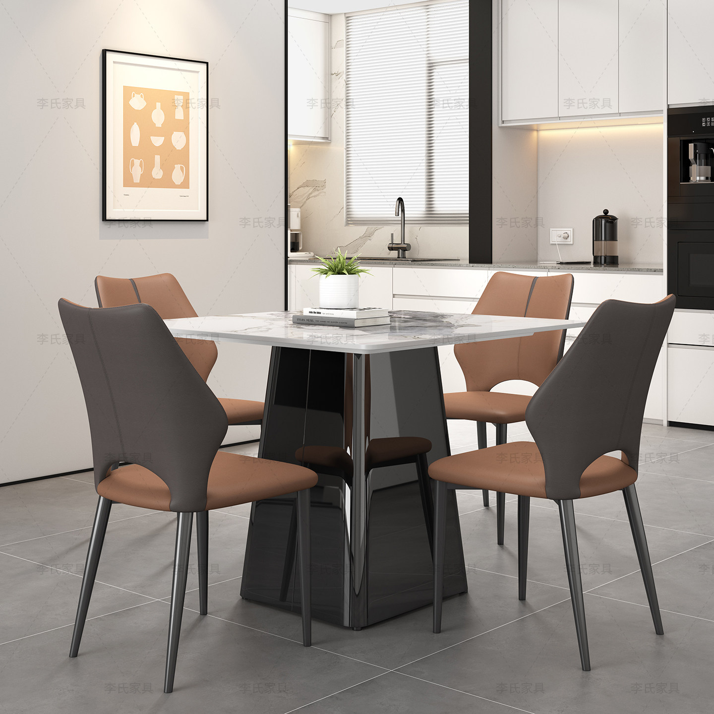 高端酒店餐厅商用正方形岩板餐桌椅休闲吧家用小方桌掼蛋打牌桌子,淘宝优惠券,粉丝福利购,淘宝优惠卷